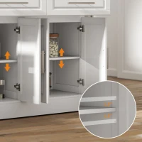 HOMCOM Rolling Kitchen Island Cart with Wheels, Portable Island Table for Kitchen with Stainless Steel Top, Adjustable Shelves, 2 Drawers, Spice, Knife and Towel Rack, White(m-8)