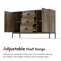 HOMCOM Industrial Sideboard Buffet Storage Cabinet Cupboard with 2 Doors, 3 Drawers and Shelves for Dining Room, Living Room, Brown(m-5)