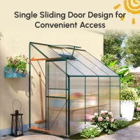 Outsunny Walk-In Garden Greenhouse Aluminum Polycarbonate with Roof Vent for Plants Herbs Vegetables 8' x 4' x 7' Silver(m-4)