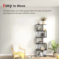 HOMCOM Modern Bookcase 5-Tier Display Shelf Storage Shelf Room Divider Living Room Home Office Furniture, Black(m-6)