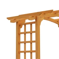 Outsunny 7.5FT Wood Garden Arch Trellis, Outdoor Walkway Round Pergola Style Arbor for Decorative Climbing Plants, Patio, Lawn, Backyard Party, Ceremony Decoration Accessories, Yellow(m-10)