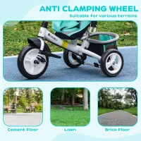 Qaba 6 in 1 Tricycle for Toddler 1-5 Years with Parent-Push Handle, Green(m-6)