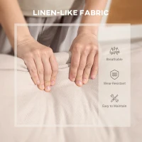 HOMCOM Loveseat Sofa, Linen 2 Seater Sofa Couch with Thick Padded Seat & Backrest for Living Room, Home Office, Beige(m-5)