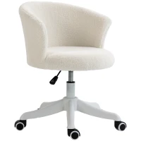 Vinsetto Armless Office Chair, Fluffy Computer Desk Chair with Adjustable Height, Swivel Wheels, Mid Back, White(m-2)