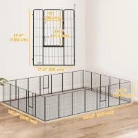 PawHut 24 Panels 44.5" Height Heavy Duty Dog Playpen for Small Medium Large Dogs, Black(m-3)