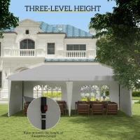 Outsunny 10' x 20' Pop Up Canopy Tent with 4 Sidewalls, Instant Gazebo with Carry Bag for Garden, Patio, White(m-5)