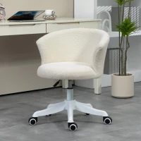 Vinsetto Armless Office Chair, Fluffy Computer Desk Chair with Adjustable Height, Swivel Wheels, Mid Back, White(m-7)