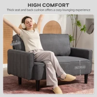 HOMCOM Loveseat Sofa, Linen 2 Seater Sofa Couch with Thick Padded Seat & Backrest for Living Room, Home Office, Dark Grey(m-4)