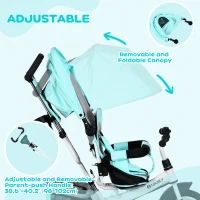 Qaba 6 in 1 Tricycle for Toddler 1-5 Years with Parent-Push Handle, Green(m-5)