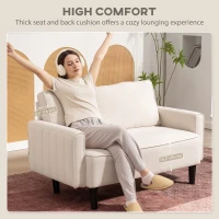HOMCOM Loveseat Sofa, Linen 2 Seater Sofa Couch with Thick Padded Seat & Backrest for Living Room, Home Office, Beige(m-4)