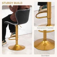 HOMCOM Counter Height Bar Stools Set of 2, Adjustable Height Bar Chairs with Swivel Seat, PU Leather Upholstery(m-7)