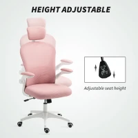Vinsetto Office Chair, Mesh Computer Desk Chair with Adjustable Headrest, 4D Lumbar Support, Flip-up Arm, Pink(m-4)