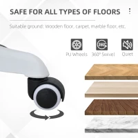 Vinsetto Armless Office Chair, Fluffy Computer Desk Chair with Adjustable Height, Swivel Wheels, Mid Back, White(m-6)