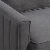 HOMCOM Loveseat Sofa, Linen 2 Seater Sofa Couch with Thick Padded Seat & Backrest for Living Room, Home Office, Dark Grey(m-10)