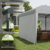 Outsunny 10' x 20' Pop Up Canopy Tent with 4 Sidewalls, Instant Gazebo with Carry Bag for Garden, Patio, White(m-7)