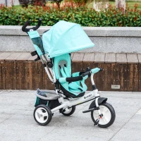 Qaba 6 in 1 Tricycle for Toddler 1-5 Years with Parent-Push Handle, Green(m-8)
