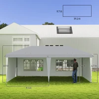 Outsunny 10' x 20' Pop Up Canopy Tent with 4 Sidewalls, Instant Gazebo with Carry Bag for Garden, Patio, White(m-3)