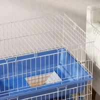 PawHut 2-Tier Guinea Pig Cage, Ferret Cage, Chinchilla Cage, Small Animal Cage Indoor with Dish and Bottle, 2 Doors, Deep Bottoms, Ramp, 28", Blue(m-10)