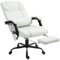 Vinsetto 6-Point Vibration Massage Chair, Height Adjustable Reclining Computer Chair with Retractable Footrest, White(m-2)