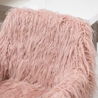 Vinsetto Faux Fur Desk Chair, Swivel Vanity Chair with Adjustable Height and Wheels for Office, Bedroom, Pink(m-9)