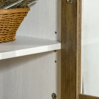 HOMCOM Kitchen Sideboard, Glass Door Buffet Cabinet, Accent Storage Cabinet with 2 Glass Doors and Adjustable Shelf for Dining Room, Living Room, Distressed White(m-13)