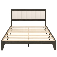 HOMCOM Queen Size Bed Frame with Headboard, Platform Bed Frame with Wooden Slats No Box Spring Needed Charcoal Gray