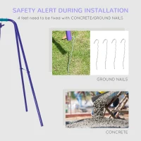 Outsunny Metal Swing Set with Glider, Two S Seats and Adjustable Height, Outdoor Heavy Duty A-Frame Kids Playset Suitable for Playground, Backyard, Purple(m-8)