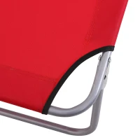 Outsunny Outdoor Lounge Chair, Adjustable Folding Chaise Lounge, Tanning Chair with Sun Shade for Beach, Camping, Hiking, Backyard, Red(m-10)