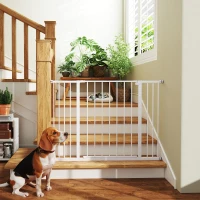 PawHut Pressure Fit Dog Gate Pet Barrier for stairs doorway, 29.9''- 42.1'' Width White(m-9)