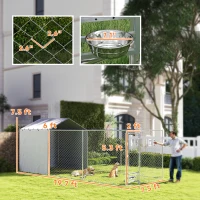 PawHut Galvanized Chain Link Large Outdoor Dog Kennel with Waterproof & UV-Resistant Cover, for M&L Dogs, 19.7' x 7.5' x 7.5'(m-3)