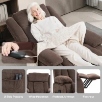HOMCOM Power Lift Recliner Chair with Massage and Heat, Electric Lift Chair with Side Pockets for Elderly, Brown(m-8)