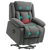 HOMCOM Power Lift Recliner Chair with Massage and Heat, Electric Lift Chair with Side Pockets for Elderly, Gray(m-11)