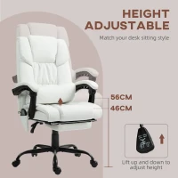 Vinsetto 6-Point Vibration Massage Chair, Height Adjustable Reclining Computer Chair with Retractable Footrest, White(m-4)