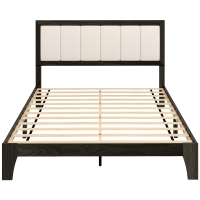 HOMCOM Full Bed Frame with Headboard Full Size Platform Bed Frame with Wooden Slats No Box Spring Needed Charcoal Gray