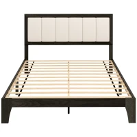 HOMCOM Full Bed Frame with Headboard Full Size Platform Bed Frame with Wooden Slats No Box Spring Needed Charcoal Gray(m-1)