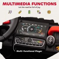 Aosom 12V Ride on Car with Electric Bucket, Two-Seater, Shovel, Remote Control, Spring Suspension, Horn, Music, Red(m-6)