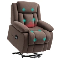 HOMCOM Power Lift Recliner Chair with Massage and Heat, Electric Lift Chair with Side Pockets for Elderly, Brown(m-11)