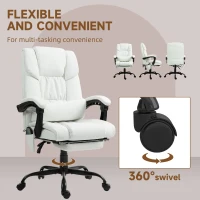 Vinsetto 6-Point Vibration Massage Chair, Height Adjustable Reclining Computer Chair with Retractable Footrest, White(m-9)