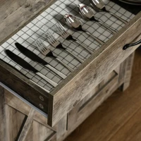 HOMCOM Farmhouse Sideboard Buffet Cabinet, Storage Cabinet with Barn Doors, Ash Grey(m-11)