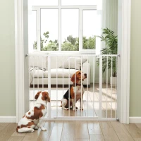PawHut Pressure Fit Dog Gate Pet Barrier for stairs doorway, 29.9''- 42.1'' Width White(m-7)