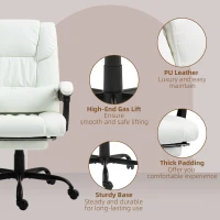 Vinsetto 6-Point Vibration Massage Chair, Height Adjustable Reclining Computer Chair with Retractable Footrest, White(m-10)