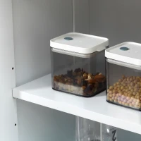 HOMCOM Modern Kitchen Sideboard, Stackable Storage Cabinet, Sliding Glass Door Console, Cupboard Serving Buffet for Kitchen & Dining Room, White(m-11)