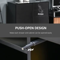 HOMCOM High Gloss Buffet Sideboard with 2 Drawers, 2 Doors and Adjustable Shelf, Kitchen Storage Cabinet with Push Open Design, Black(m-6)