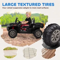 Aosom 12V Ride on Car with Electric Bucket, Two-Seater, Shovel, Remote Control, Spring Suspension, Horn, Music, Black(m-6)