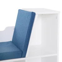 HOMCOM 6-Cubby Bookcase with Seat Cushion, Cube Storage Shelf with Reading Nook for Home Office, Study, Blue(m-11)
