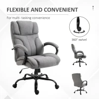Vinsetto 500lbs Big and Tall Office Chair with Wide Seat, Ergonomic Executive Computer Chair with Adjustable Height, Swivel Wheels and Linen Finish, Light Gray(m-7)
