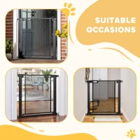 PawHut 29.5"-32.3" Metal Pet Gate, w/ Auto Closing Door, Double Locking, Dog Gate for Doorways, Stairs, Hallways, Indoor/Outdoor, Black(m-7)
