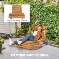 Outsunny Outdoor Rocking Chair w/ Slatted Seat, Wooden Rocking Chair, 51.25" x 23.5" x 23.5", Teak(m-5)