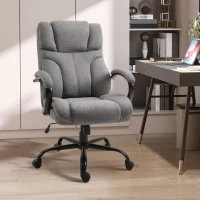Vinsetto 500lbs Big and Tall Office Chair with Wide Seat, Ergonomic Executive Computer Chair with Adjustable Height, Swivel Wheels and Linen Finish, Light Gray(m-2)