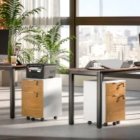 HOMCOM 2 Drawer Small Filing Cabinet Lockable Office Storage Cabinet with Hanging Bars for A4 Letter White Nature Wood(m-10)